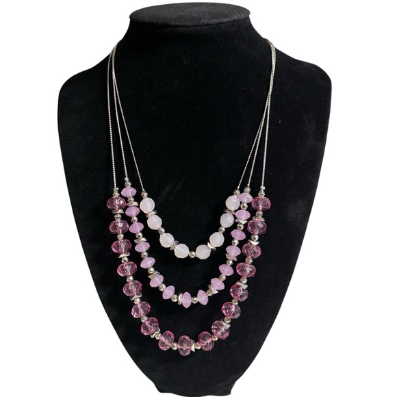New York & Company Elegant Pink Multi-Layered Beaded Necklace - Picture 1 of 5